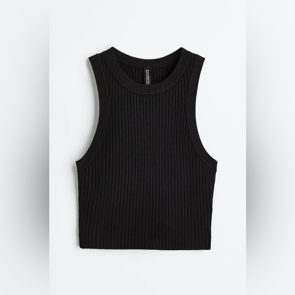 DIVIDED H&M Ribbed-Knit Tank Top- Black (size M)